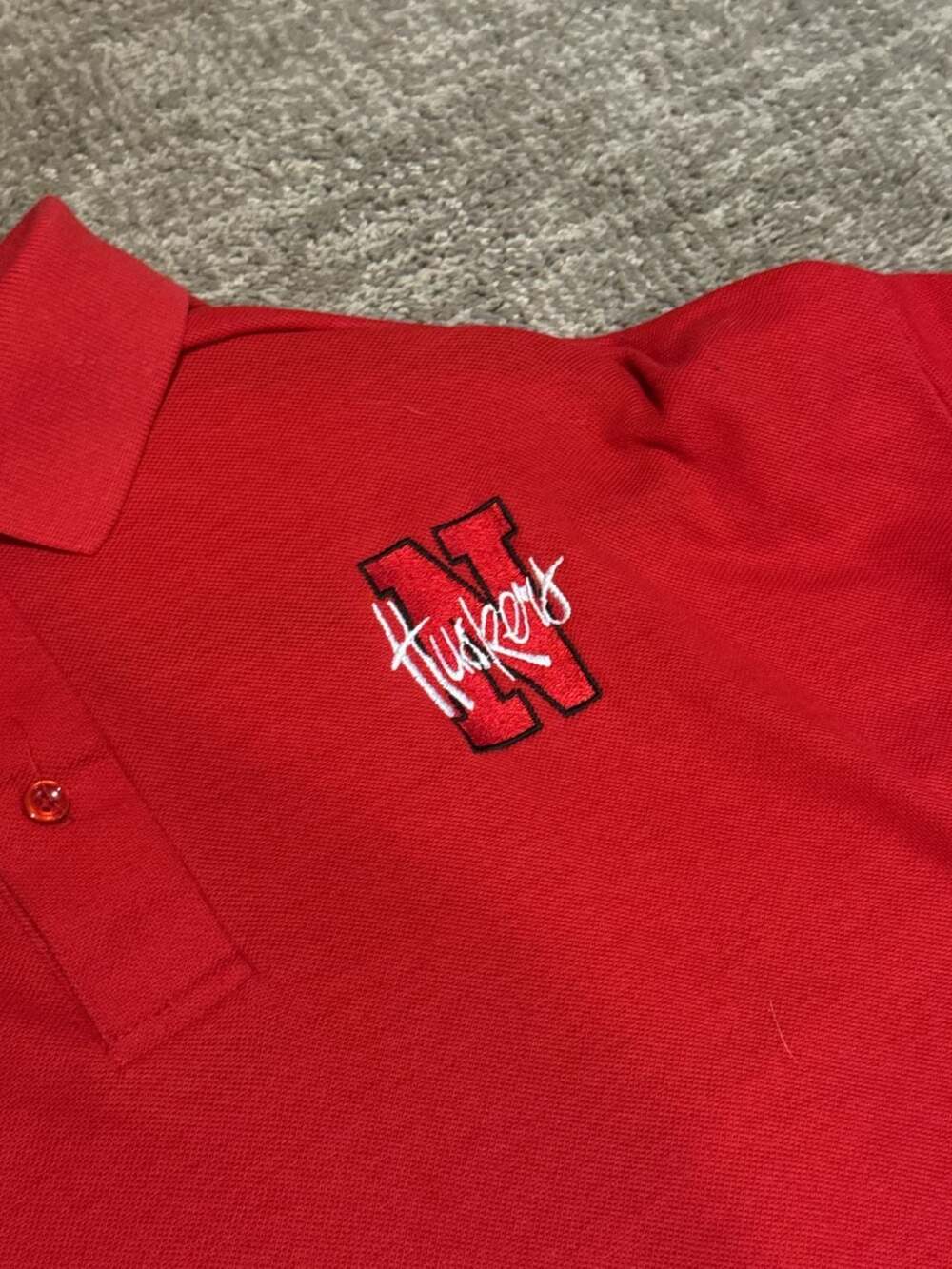 Vintage Crystal Springs Nebraska Huskers Long Sleeve Polo Shirt Size L